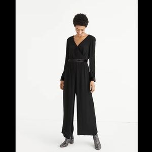 Madewell Black Velvet-trimmed Tie Jumpsuit Size 8